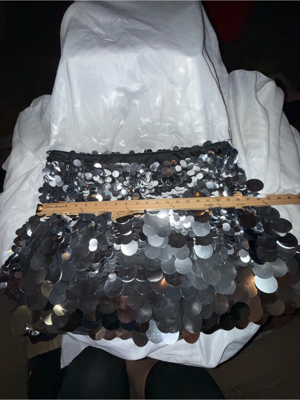 X Plus Wear Large Sequin Mini Skirt in Silver - Women- New With Tags-2X